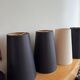 Set of 4 fabric cone lampshades – black and beige