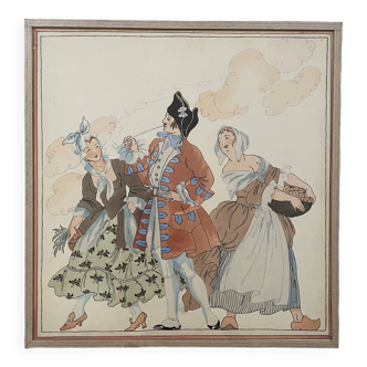 Illustration ancienne encadrée