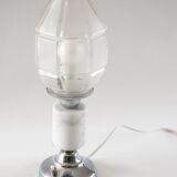 Art Deco lamp in satin glass, marble and chrome