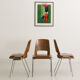 Set of 3 Jomain Baumann chairs, seat in imitation cognac leather, circa 1960