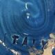 Vintage Italian vase in blue glazed ceramic, relief decoration.