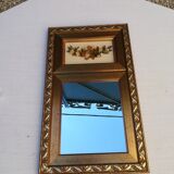 Wooden mirror with floral composition