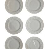 set of 6 Limoges porcelain dessert plates with wild ivy