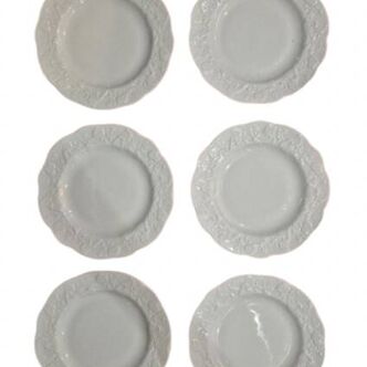 set of 6 Limoges porcelain dessert plates with wild ivy