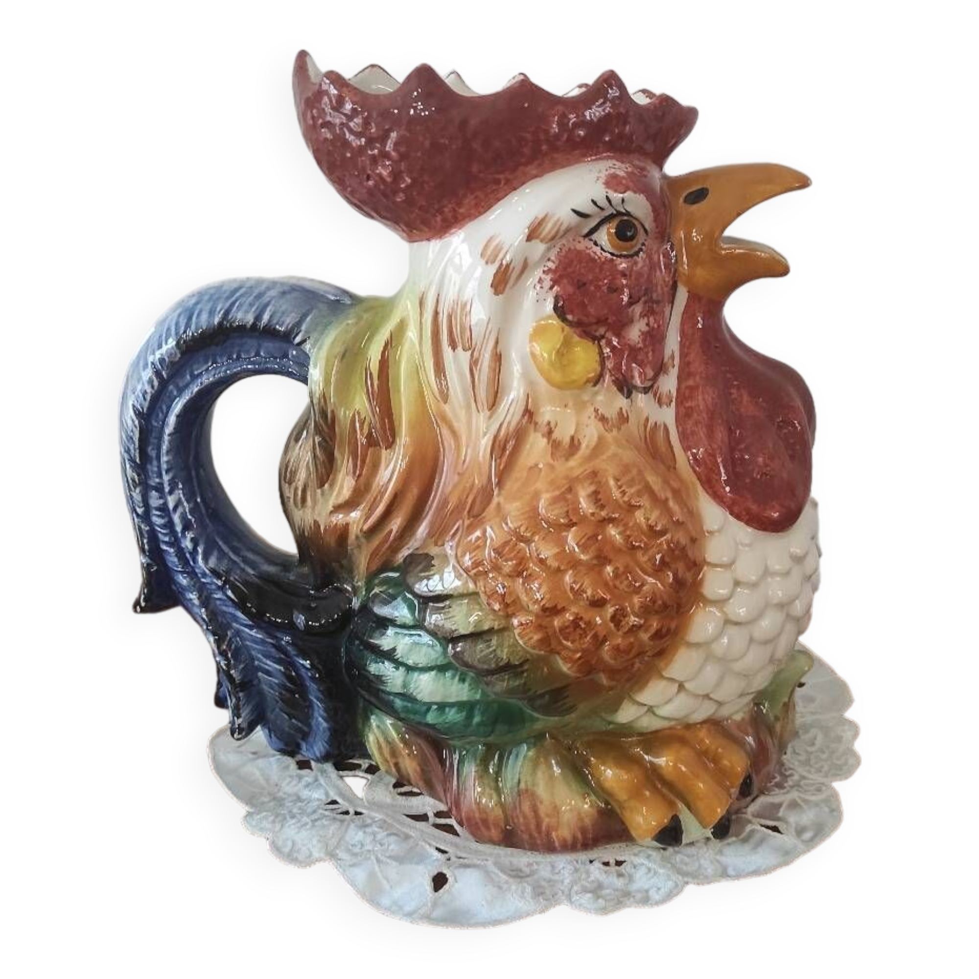 Barbotine Rooster pitcher carafe