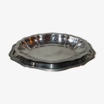 Lot de 2 plats ovales en inox