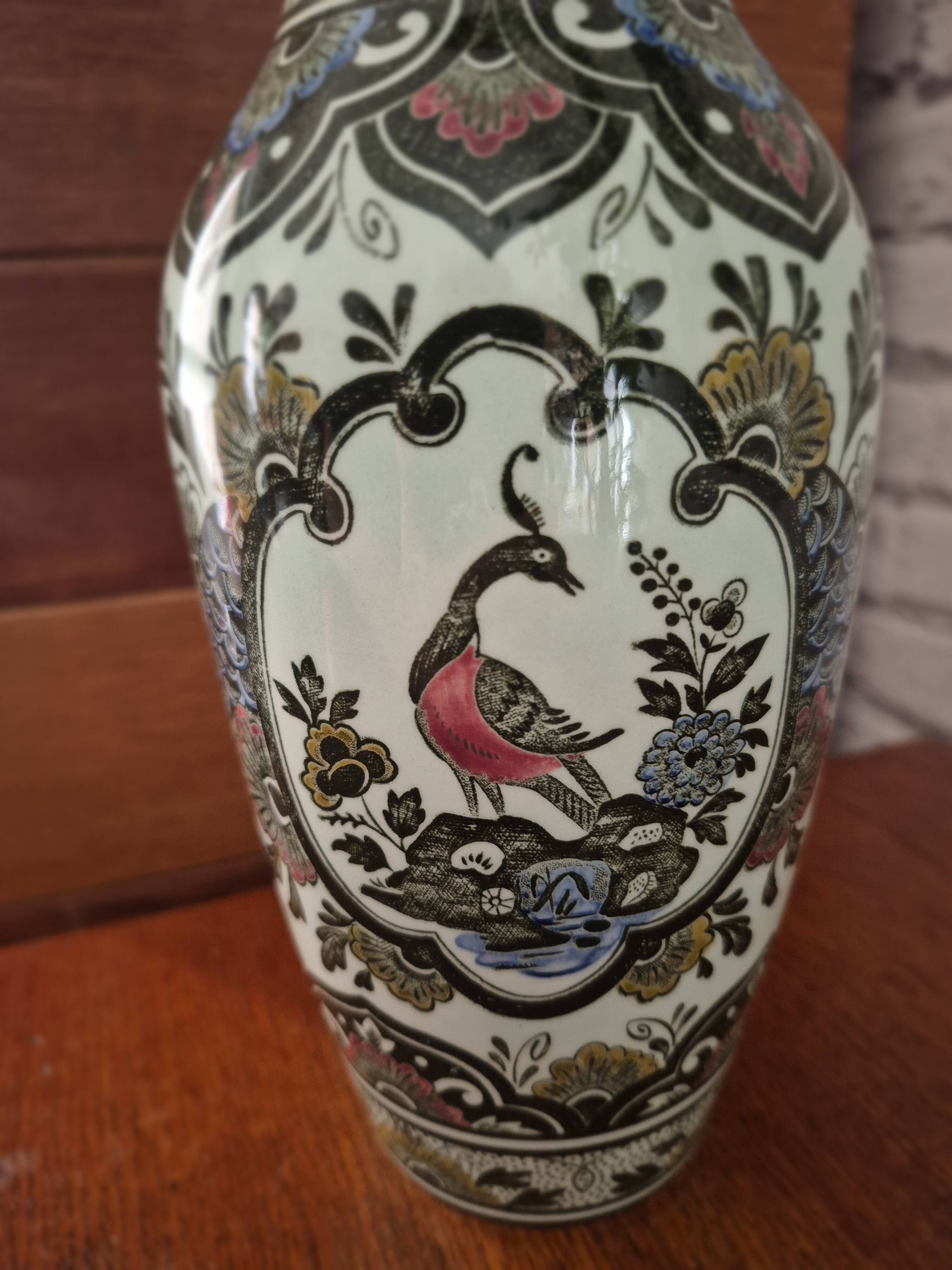 Villeroy and Boch Vintage Green Peacock Vase