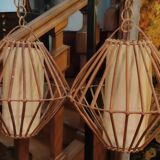 Pair of rattan suspensions 1960s-1970s