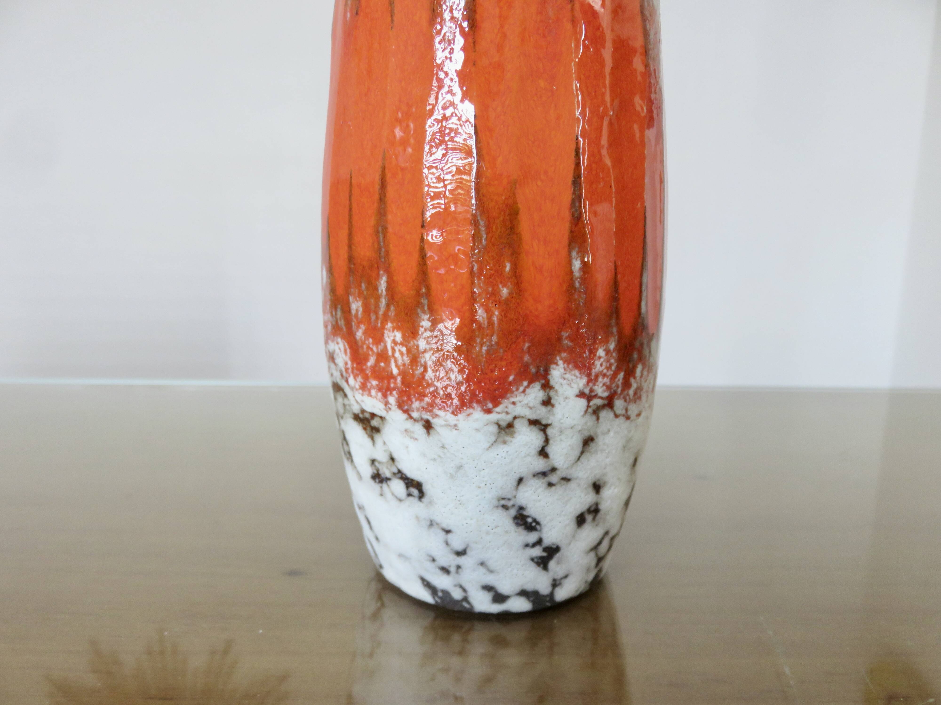 Orange "fat lava" ceramic vase, West Germany, 1970