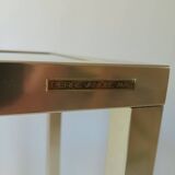 Paire de sellettes consoles dorées vintage 70’s signées Pierre Vandel