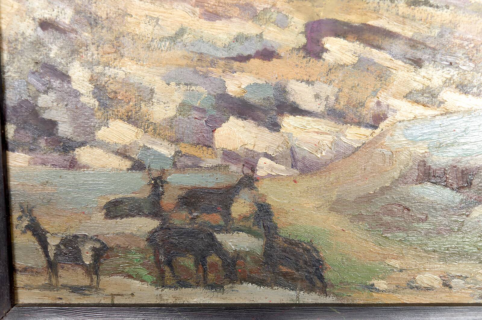 Painting, Oil on panel, "Mediterranean Coastal Town", France, 1930