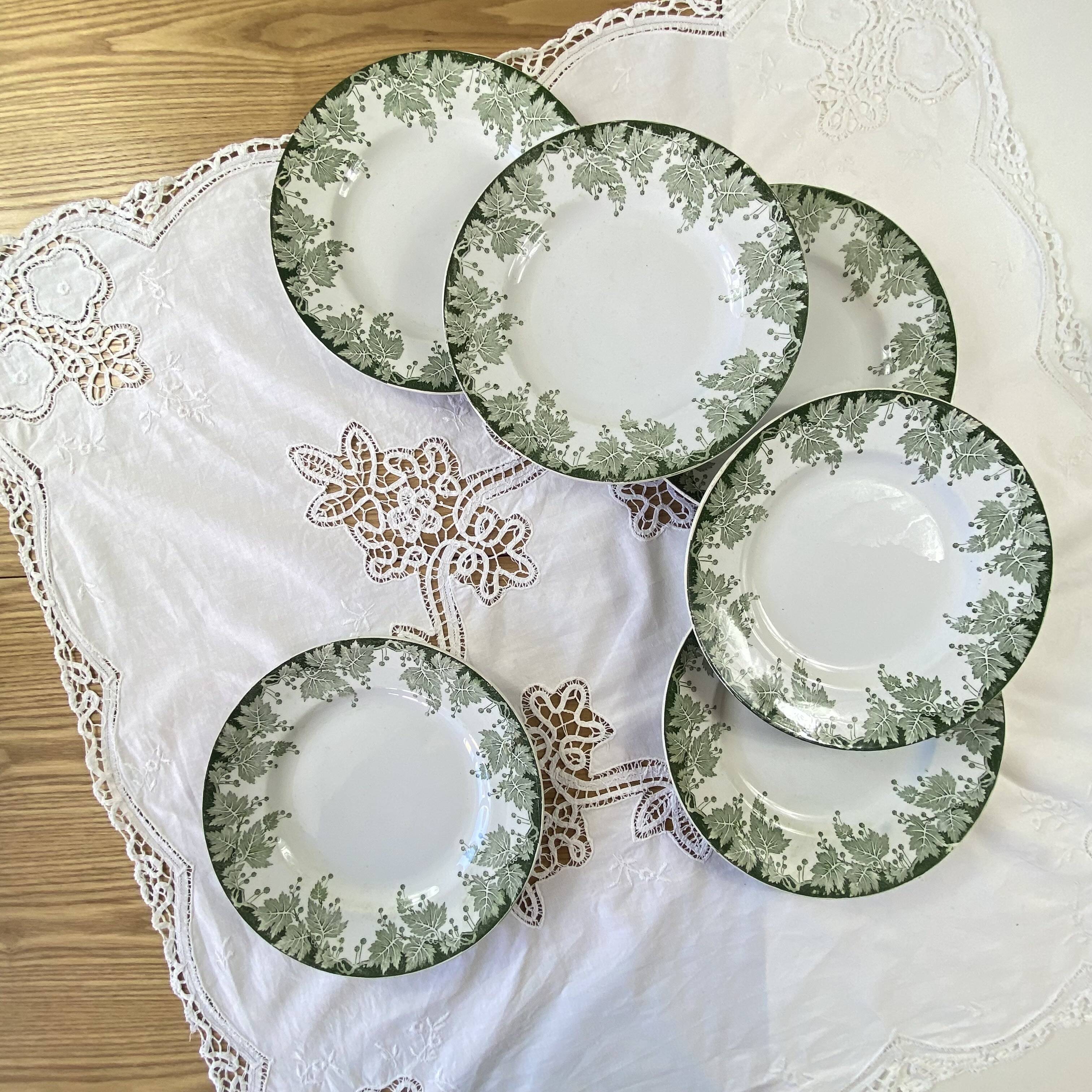 Set of 6 Saint Amand et Hamage ironstone dinner plates, Platane pattern