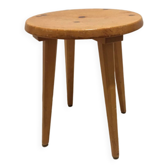 Round wooden stool