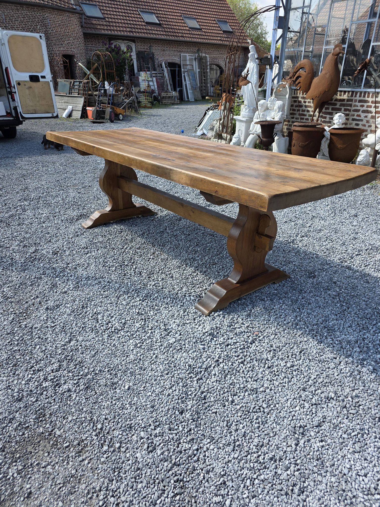 Table monastère en chêne massif,  243cm de L