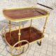 Vintage bar trolley in matte gold metal and melamine 1960
