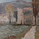 Mid-Century Modern Swedish "Italian Valley" Vintage 1967 Oil Painting, Framed