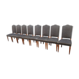 8 vintage chairs lined grey black