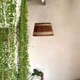 Vintage wool and rattan pendant lamp