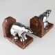 Art Deco Marble and Metal Bear Bookends, France 1930s
