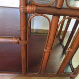 Retro-Side table-vinyl furniture-wood, rattan and bamboo-80s