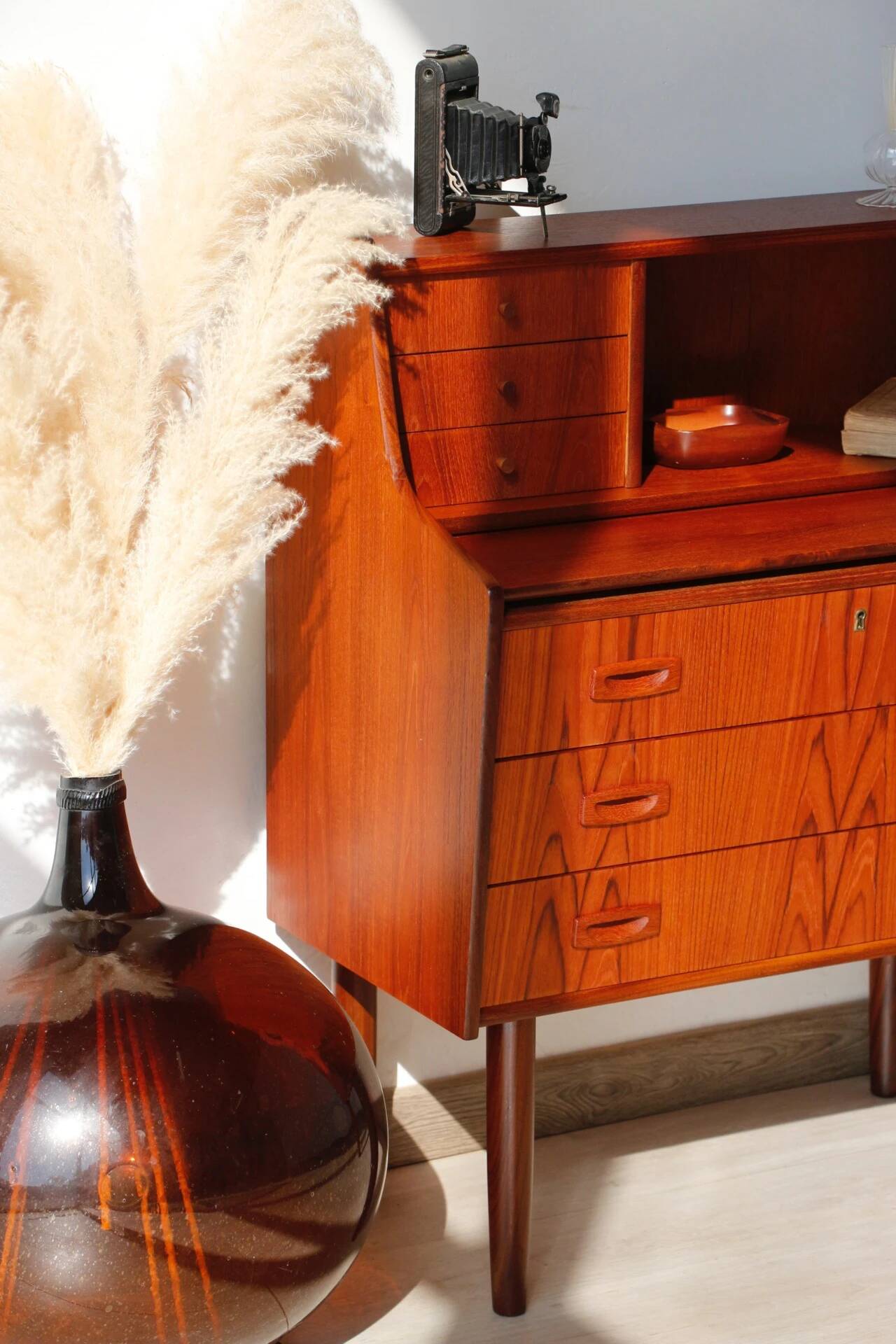 Danish vintage teak secretary | Restored Scandinavian desk