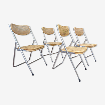 Series of 4 cannese folding chairs