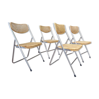 Series of 4 cannese folding chairs