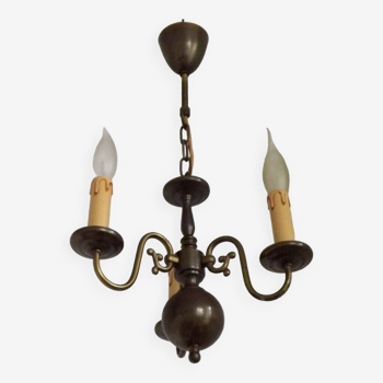 Stylish Vintage 3 Light Aged Bronzed Effect Metal Flemish Style Chandelier 4716