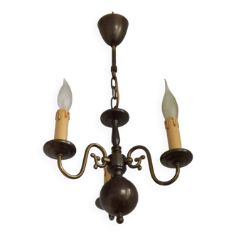 Stylish Vintage 3 Light Aged Bronzed Effect Metal Flemish Style Chandelier 4716