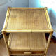 Table basse vintage bois et rotin blond un tiroir 1970