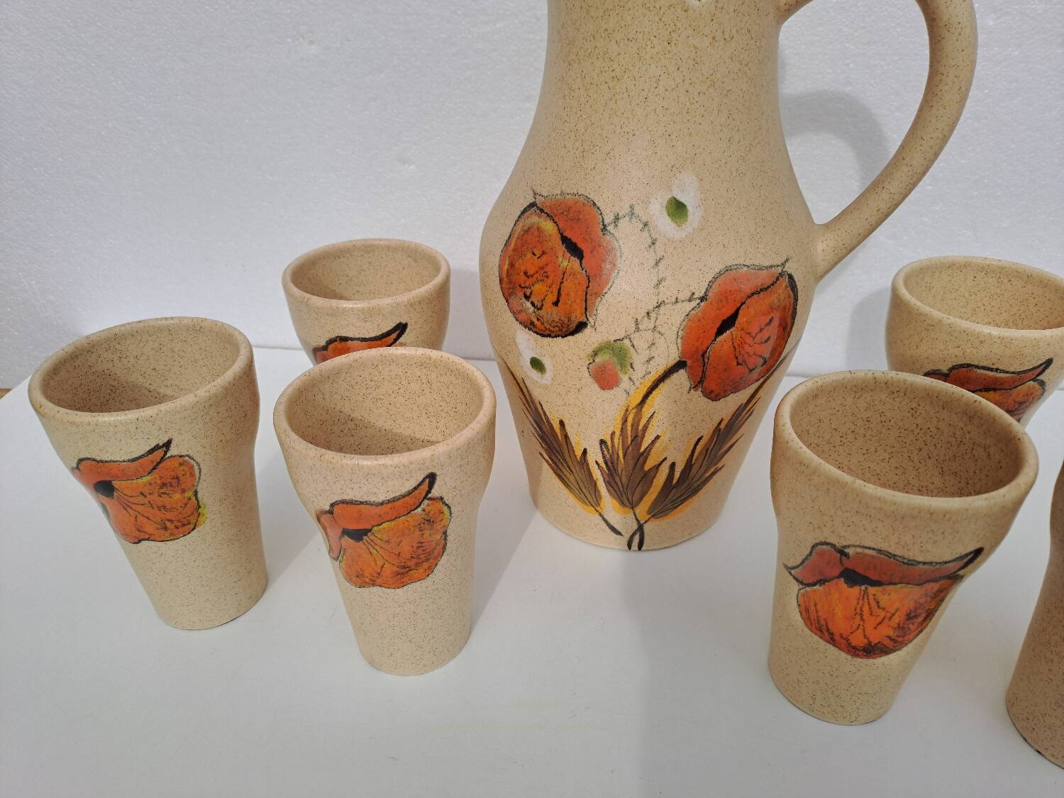 Poet-Laval enameled ceramic orangeade service