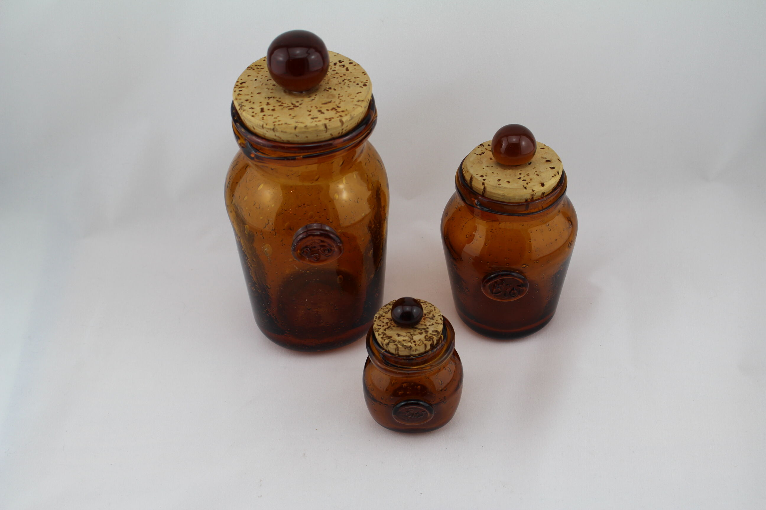 Set of 3 pots/jars Biot bubble glass