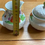Sugar bowl and milk jug with flowers Hutschenreuther