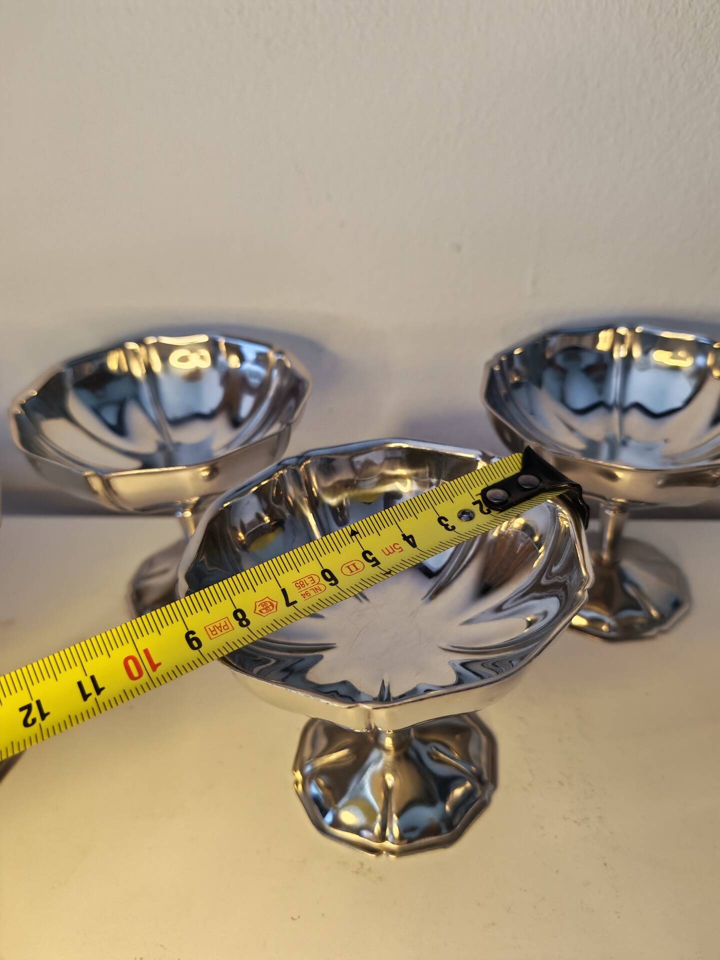 6 coupes à sorbet vintage en acier chromé inoxydable