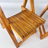 Set of 3 Pine Wood Folding Chairs, 1970s