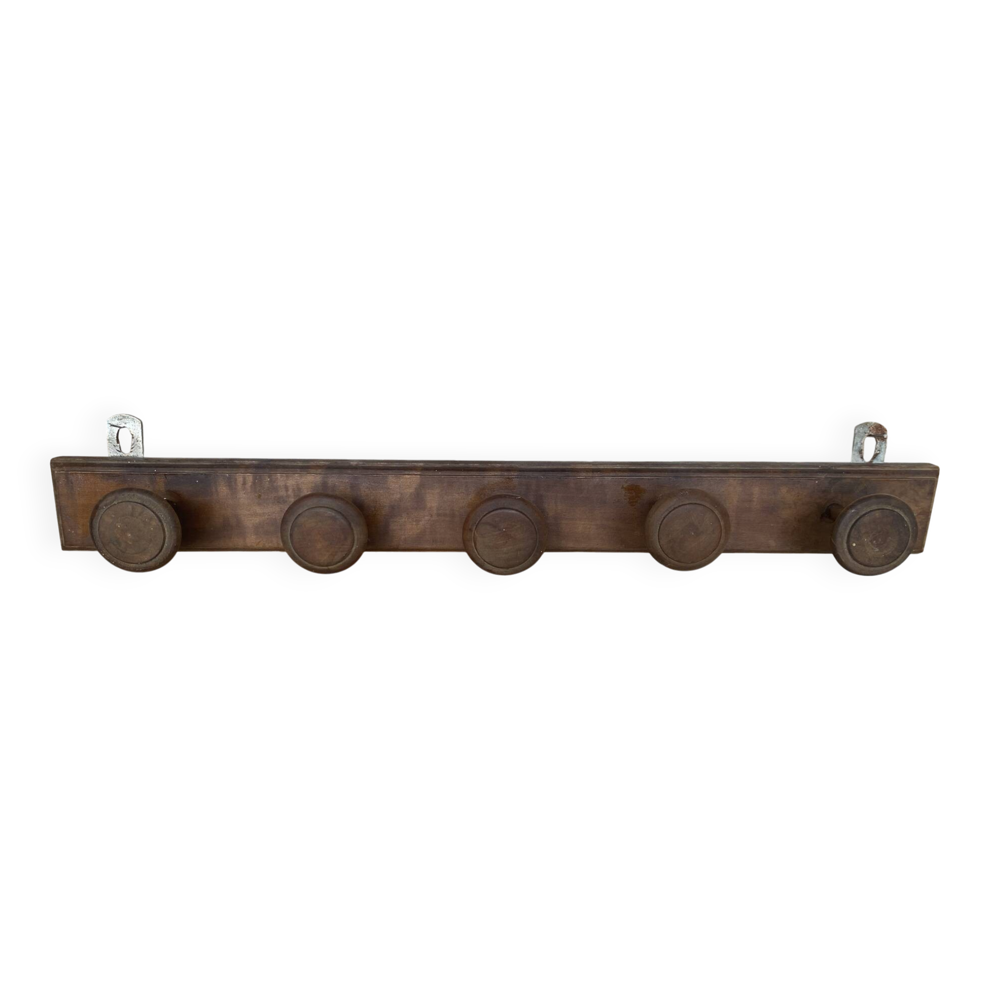 Vintage Wall Coat Rack x5 Wooden 1960s #E428