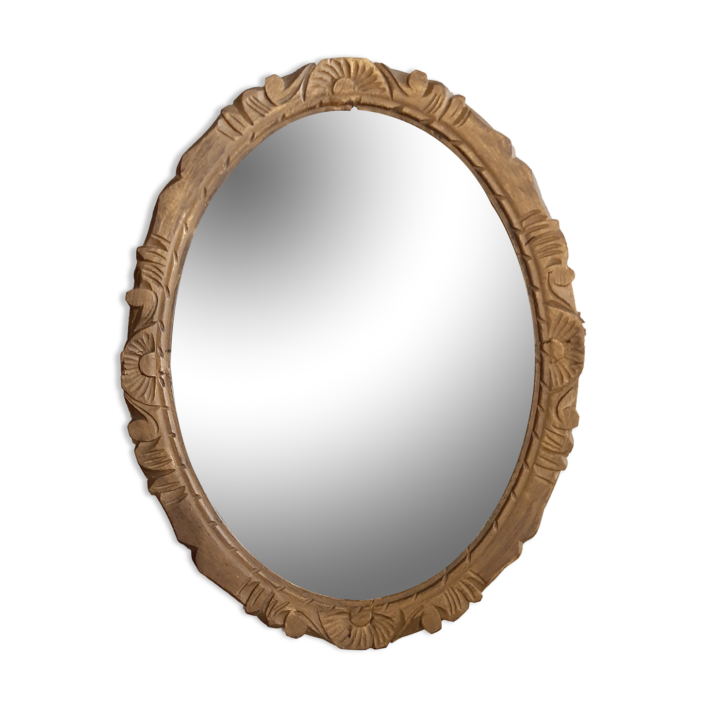 Miroir en bois brut sculpté 34x43cm
