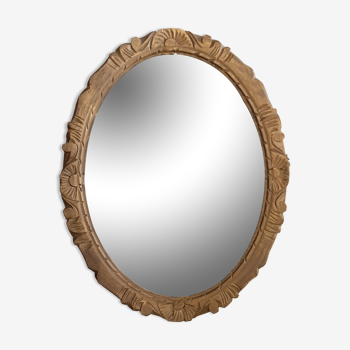 Carved raw wood mirror 34x43cm