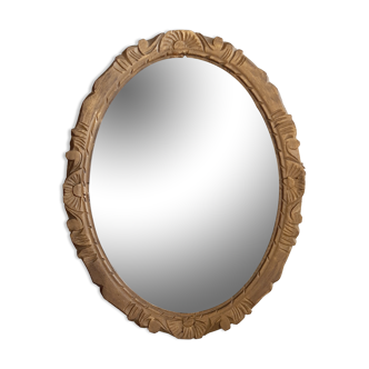 Carved raw wood mirror 34x43cm
