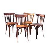 Lot 4 chairs bistro in curved wood years 40/50