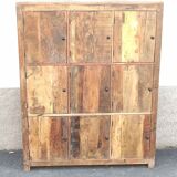 Armoire, meuble de rangement 9 portes en bois ancien