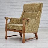 1960s, Danish design, highback armchair, furniture fabric, oak wood.