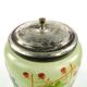 Art Nouveau tea container, frosted glass, silver-plated brass, Sweden, 1960s