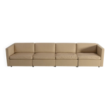 Charles Pfister for Knoll mid-century white leather sofa and 4 x cube club chairs