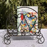 Vintage Magazine Rack - Twisted Wrought Iron Magazine or Vinyl Record Holder