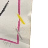 Abstract mixed technique on paper, signed Berry