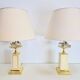 Regency Fruit Bowl Table Lamps in Brass and Crystal from Maison Le Dauphin, 1970s, Set of 2