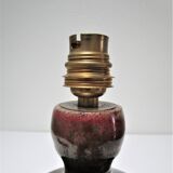 Enameled sandstone lamp base signed 70s