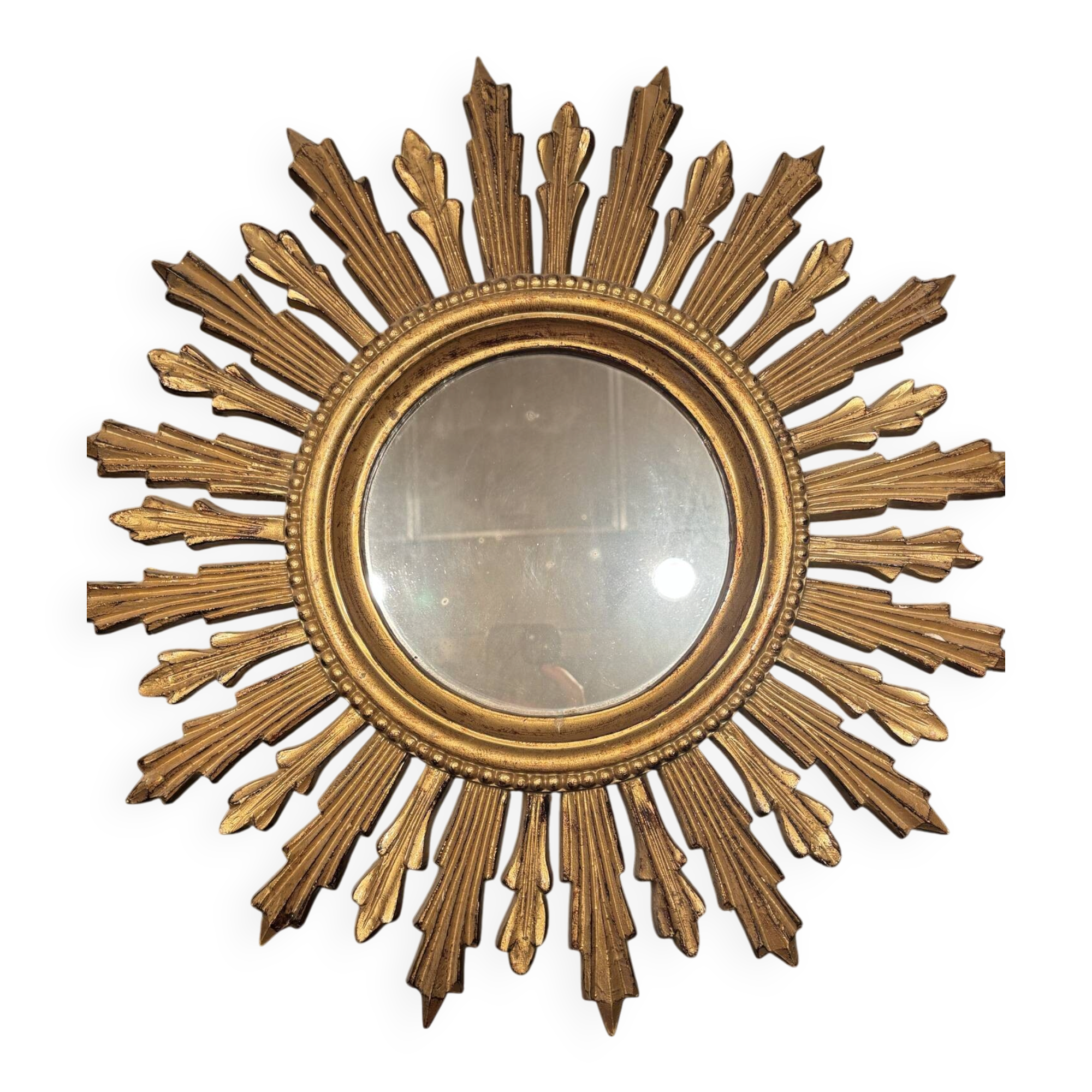 Vintage sun mirror in gilded wood – 50 cm