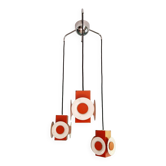 Space Age cascade chandelier in orange and white lacquered metal, RAAK, 1970